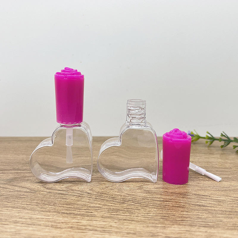 8ml oblique heart-shaped nail polish bottle children's plastic empty petg water-based nail polish bottle cosmetic bottle