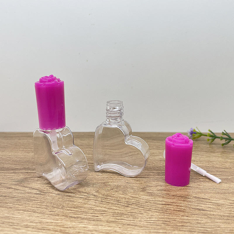 8ml oblique heart-shaped nail polish bottle children's plastic empty petg water-based nail polish bottle cosmetic bottle