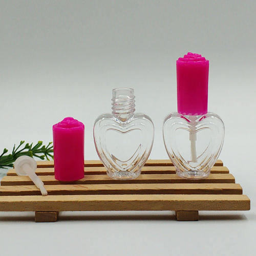 Heart-shaped environmental protection nail polish 6-7ml plastic water-based nail polish bottle with rose cover