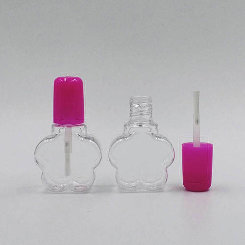 6-7ml plastic nail polish bottle for children Water-based plum blossom-shaped small empty bottle with brush PETG