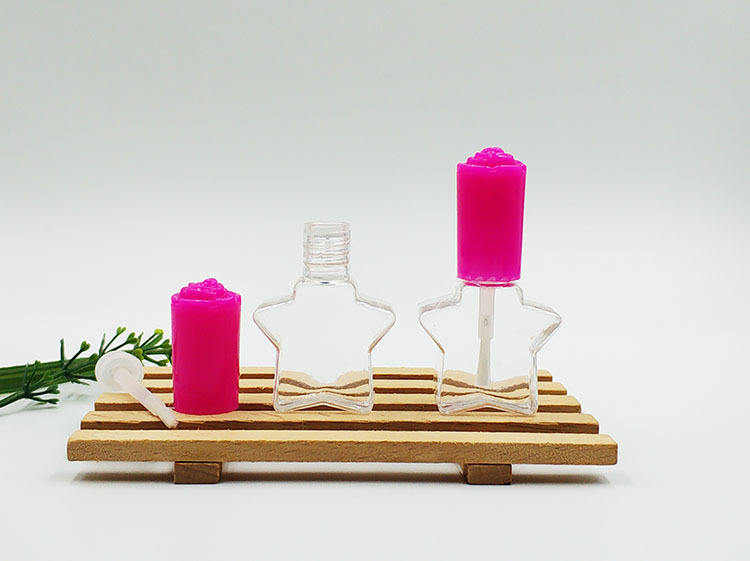 Five-pointed star children's 6ml plastic nail polish bottle PETG rose cover with brush empty bottle