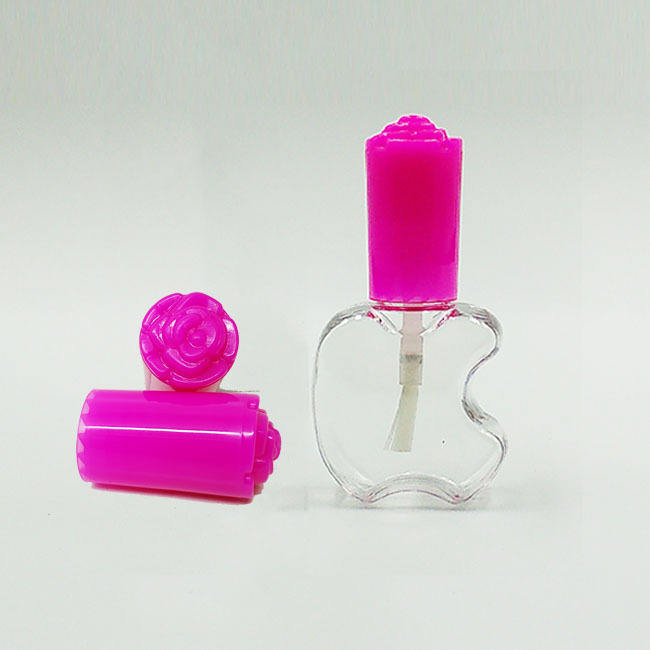 9ML children's plastic nail polish bottle 9ml empty bottle PETG material package with rose cover nail polish plastic bottle