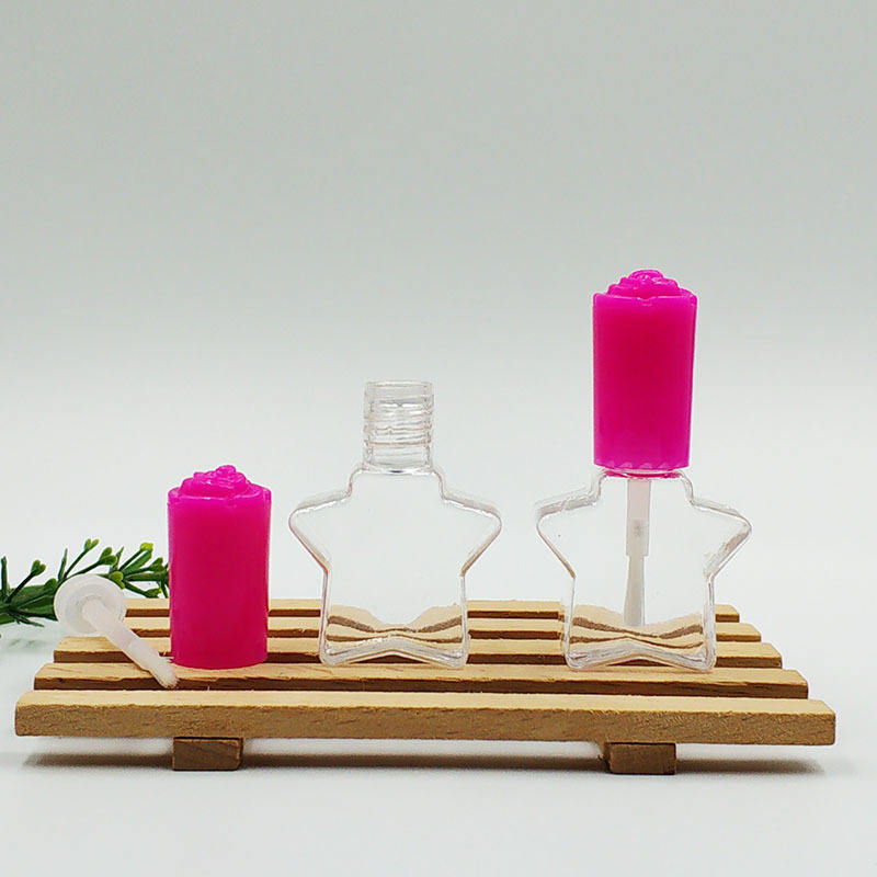 Five-pointed star children's 6ml plastic nail polish bottle PETG rose cover with brush empty bottle