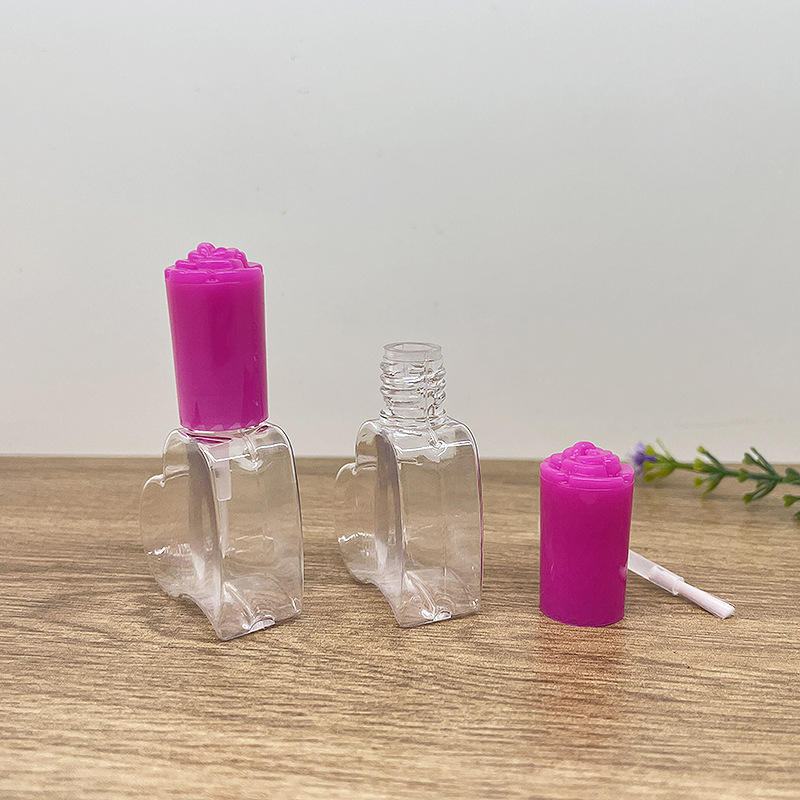 8ml oblique heart-shaped nail polish bottle children's plastic empty petg water-based nail polish bottle cosmetic bottle