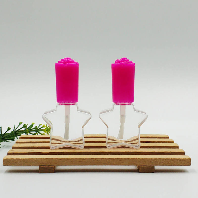 Five-pointed star children's 6ml plastic nail polish bottle PETG rose cover with brush empty bottle