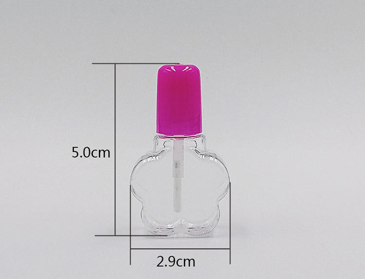 6-7ml plastic nail polish bottle water-based nail polish bottle plum blossom-shaped brush bottle PETG for children