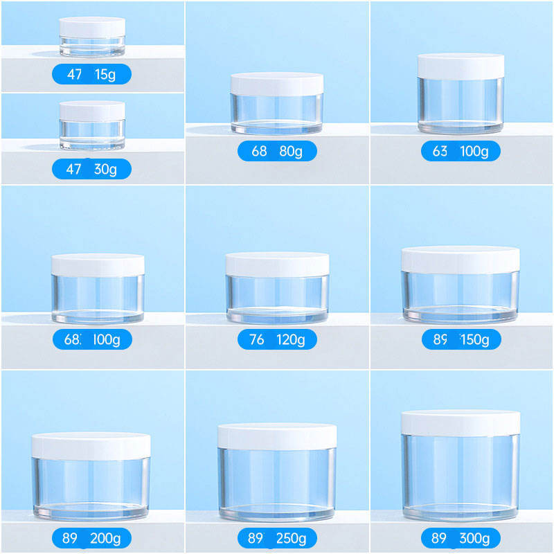 Hot Sale pet plastic jar with aluminum lid Round Plastic with Black Lids amber plastic jars