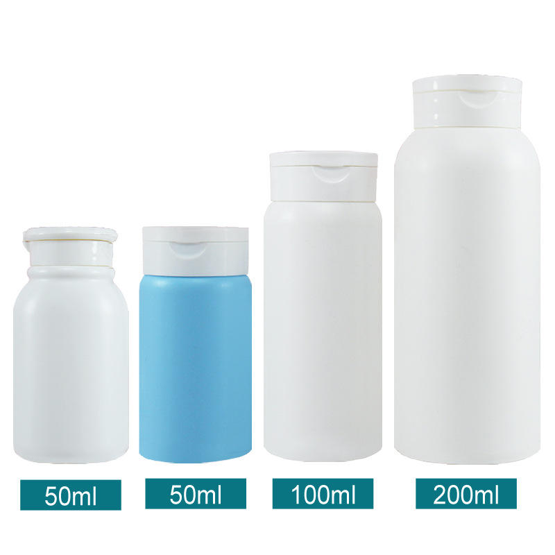 Flip Top Cap 40g 100g 200ml PE plastic baby talcum powder bottle with cap for body loose powder bottle
