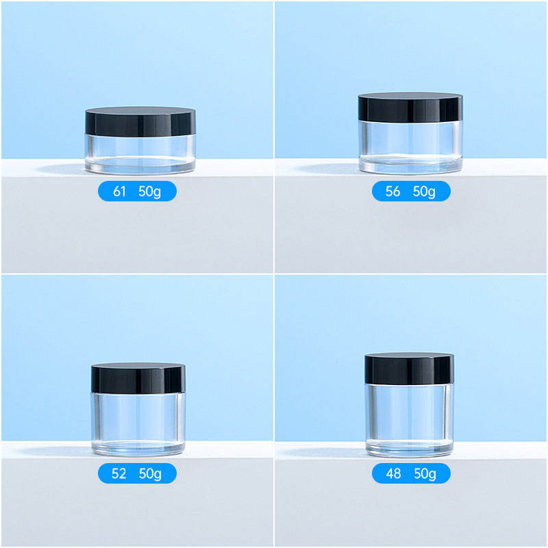 Hot Sale pet plastic jar with aluminum lid Round Plastic with Black Lids amber plastic jars