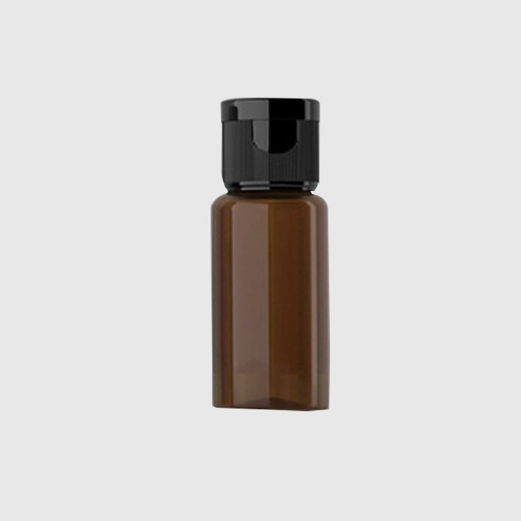 PET plastic round cosmetic lotion bottles with flip cap for travel clear small plastic bottle