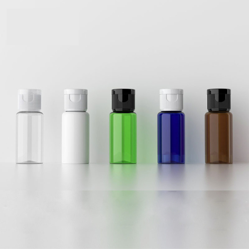 PET plastic round cosmetic lotion bottles with flip cap for travel clear small plastic bottle