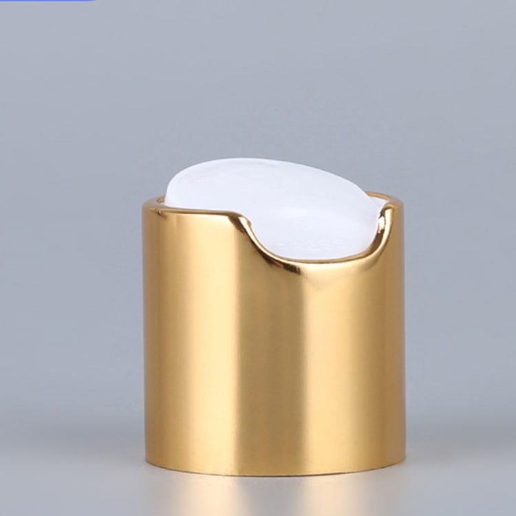 Aluminum Spray Cap Plastic Screw Press Cap Gold Aluminized Disc Top Cap For Bottle Liquid