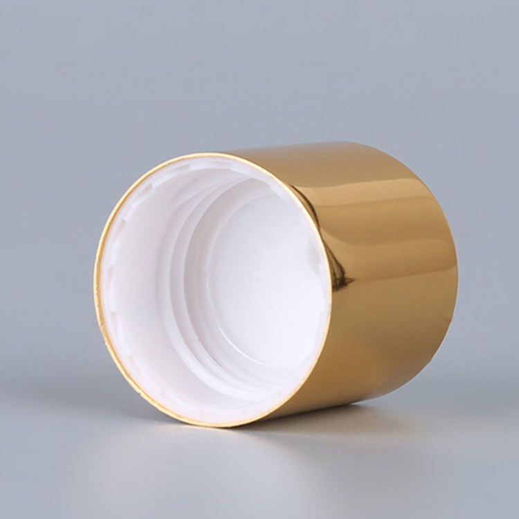 Aluminum Spray Cap Plastic Screw Press Cap Gold Aluminized Disc Top Cap For Bottle Liquid