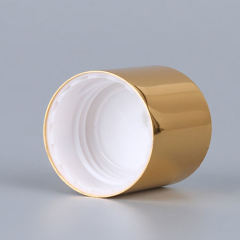 Aluminum Spray Cap Plastic Screw Press Cap Gold Aluminized Disc Top Cap For Bottle Liquid