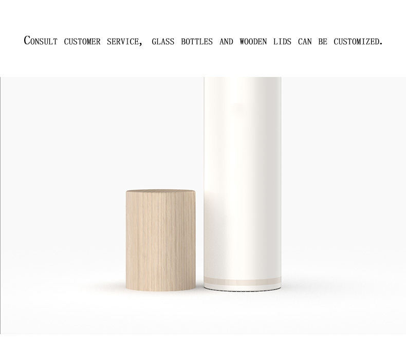 New product flat shoulder frosted perfume glass spray bottle with bamboo lids