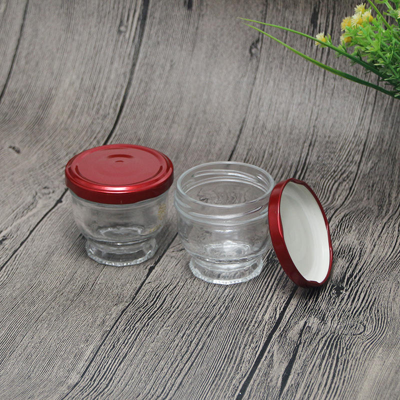 Mini Glass Jar Wholesale Empty Transparent Glass Bird's Nest Jar With Tinplate Cap For Honey Jam