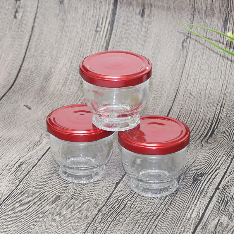 Mini Glass Jar Wholesale Empty Transparent Glass Bird's Nest Jar With Tinplate Cap For Honey Jam