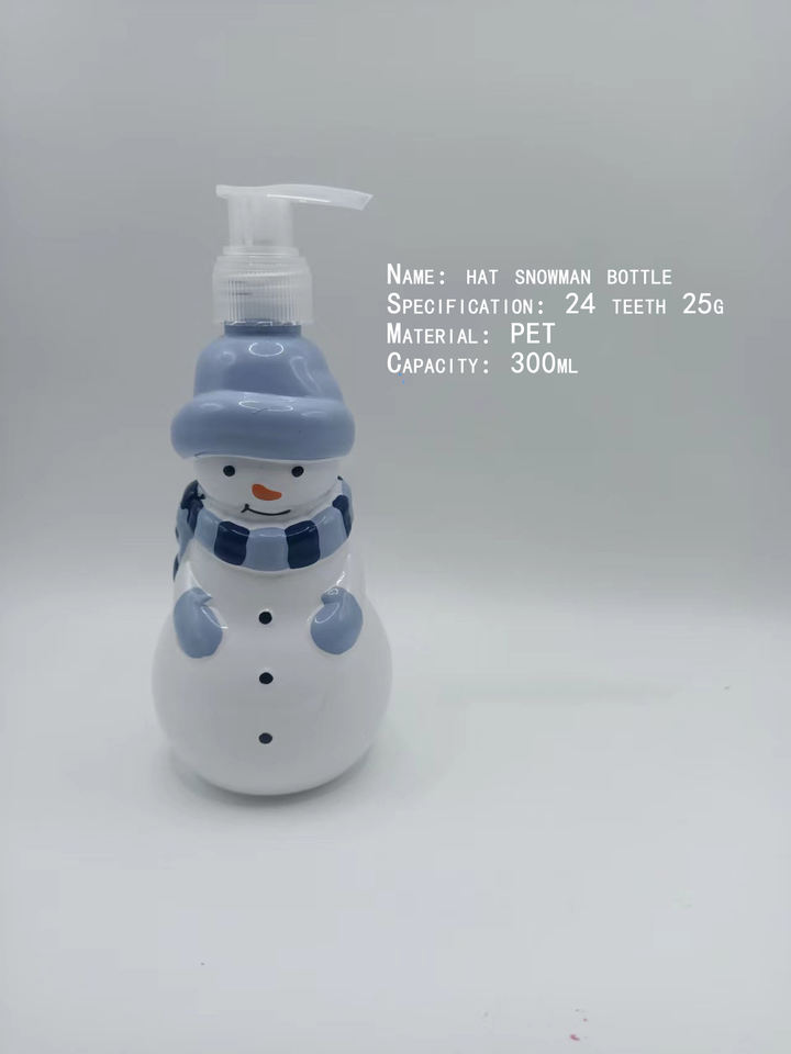 Manufacturer Shower Gel Doll Bottle Children Cute Cartoon Snowman Plastic Shampoo Christmas Bottle For Christmas Gifts