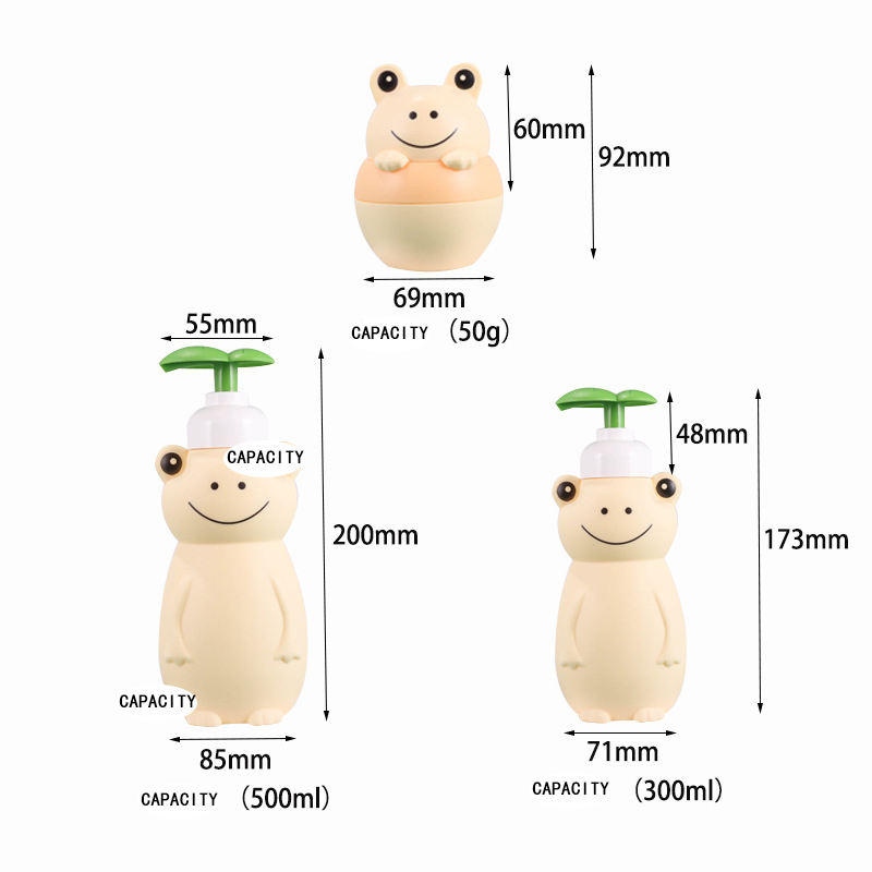 Accept custom cartoon Bear shaped PE plastic children's hair shampoo/body wash bottle with lotion pump