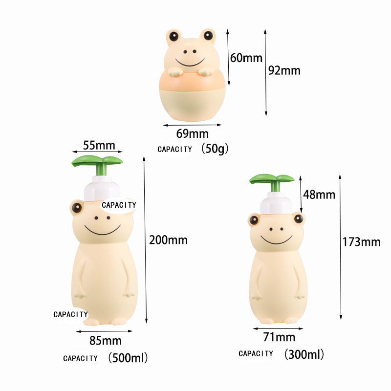 Accept custom cartoon Bear shaped PE plastic children's hair shampoo/body wash bottle with lotion pump