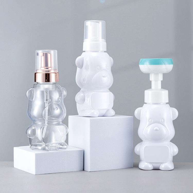 400ml foam hand sanitizer bottle cute bear children Mu Si foam bottle pet plastic bottle.
