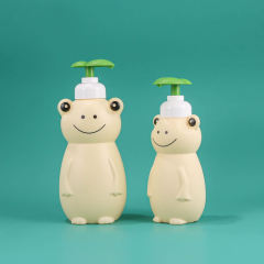 Accept custom cartoon Bear shaped PE plastic children's hair shampoo/body wash bottle with lotion pump