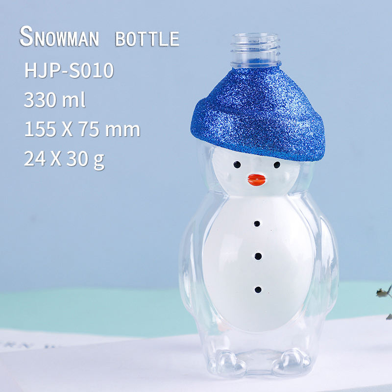 Plastic pet Christmas snowman bottle children's cartoon doll shampoo and bath lotion bottle portable shaped beverage bottle