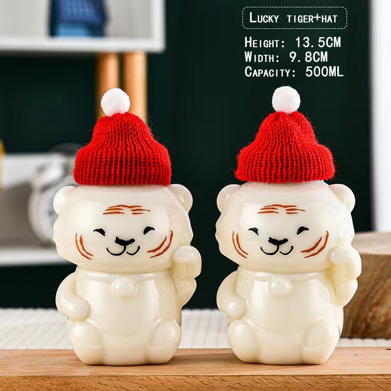 New design Wholesale Christmas Snowman Milk Tea Cup Plastic Bottle Special milk tea bottle