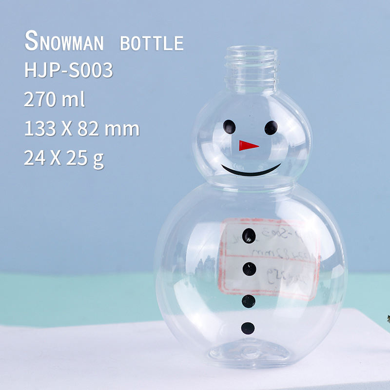 Plastic pet Christmas snowman bottle children's cartoon doll shampoo and bath lotion bottle portable shaped beverage bottle