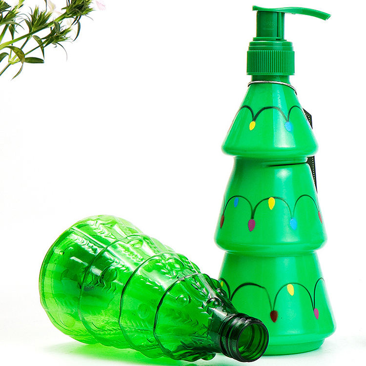 300ml green variety of styles can choose PET plastic cartoon Christmas tree shampoo bath lotion bottle