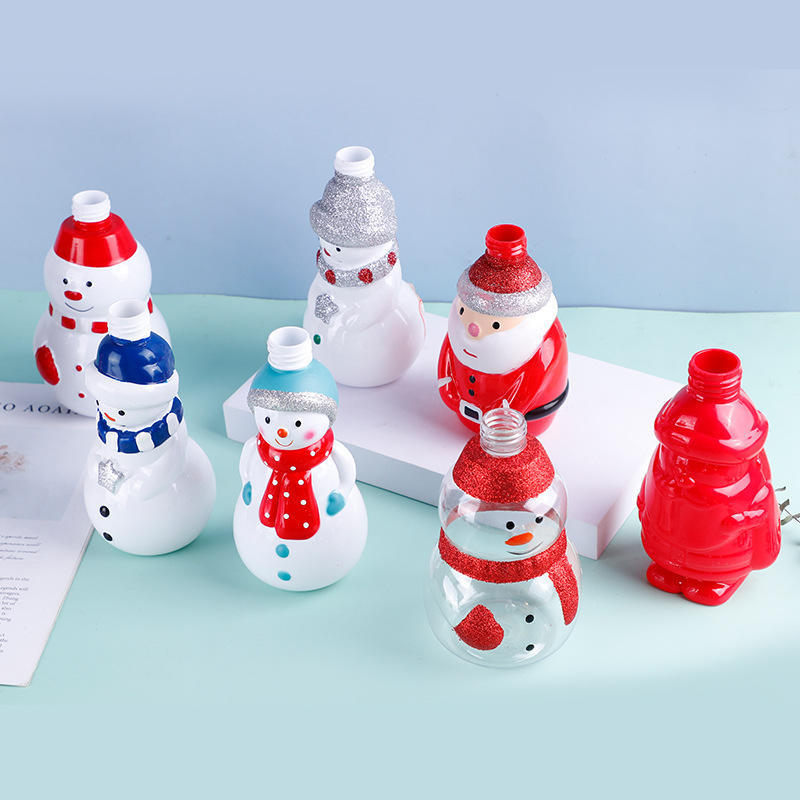 Plastic pet Christmas snowman bottle children's cartoon doll shampoo and bath lotion bottle portable shaped beverage bottle