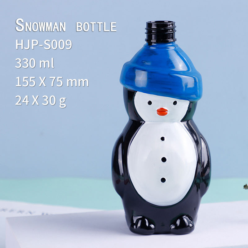 Plastic pet Christmas snowman bottle children's cartoon doll shampoo and bath lotion bottle portable shaped beverage bottle