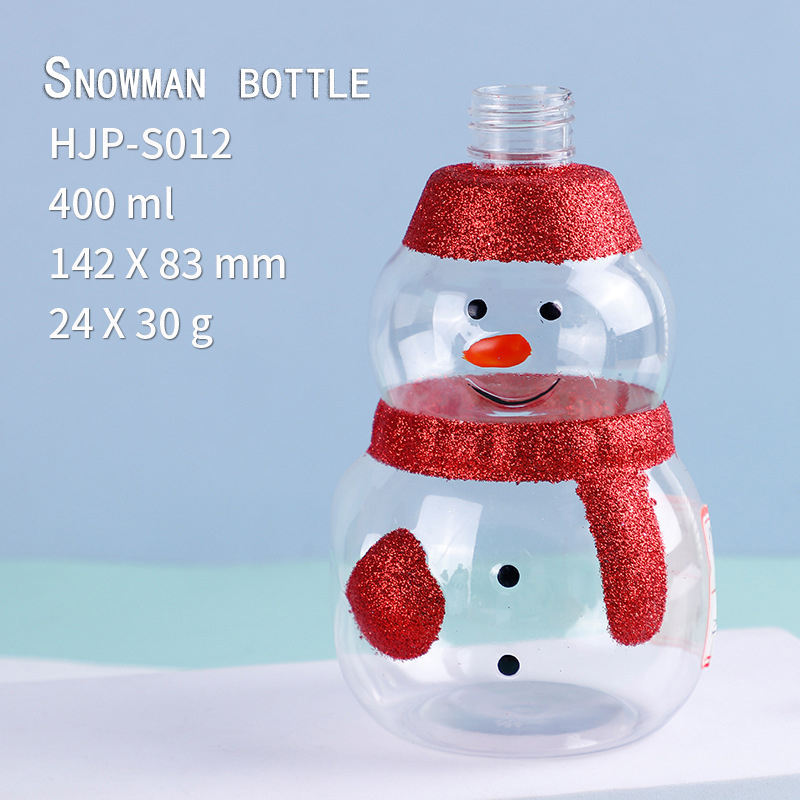 Plastic pet Christmas snowman bottle children's cartoon doll shampoo and bath lotion bottle portable shaped beverage bottle