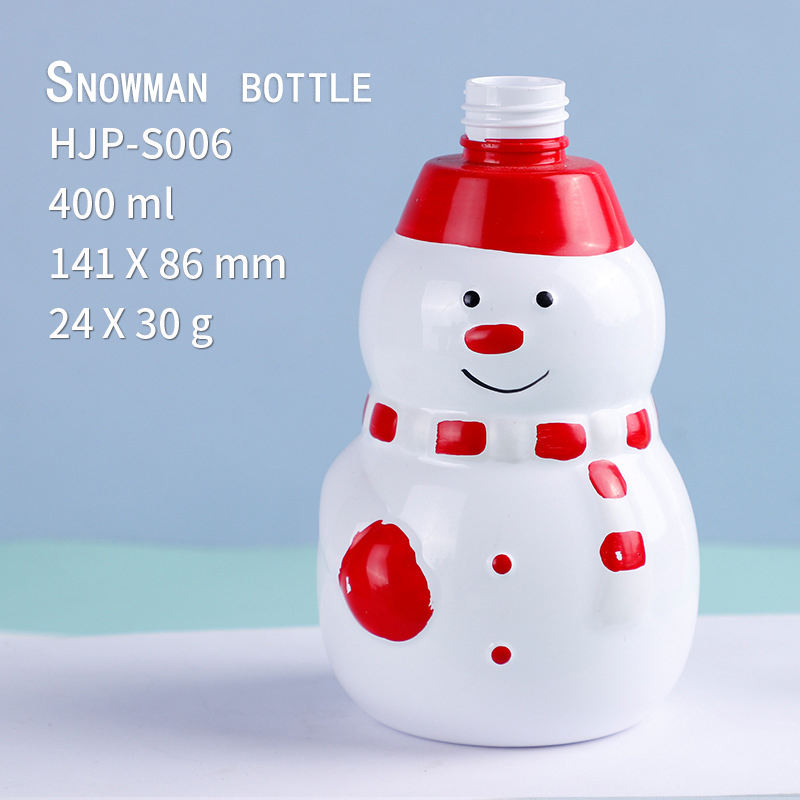 Plastic pet Christmas snowman bottle children's cartoon doll shampoo and bath lotion bottle portable shaped beverage bottle
