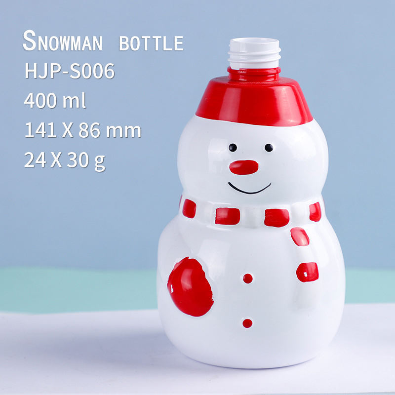 Plastic pet Christmas snowman bottle children's cartoon doll shampoo and bath lotion bottle portable shaped beverage bottle