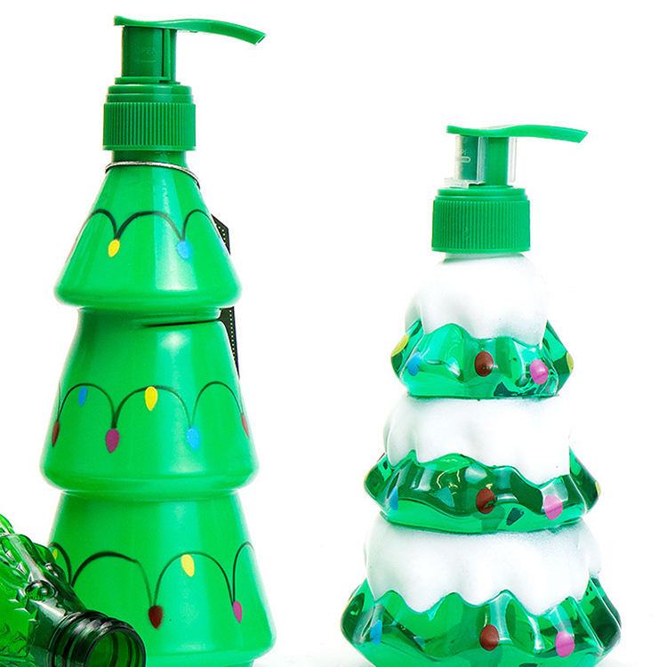 300ml green variety of styles can choose PET plastic cartoon Christmas tree shampoo bath lotion bottle