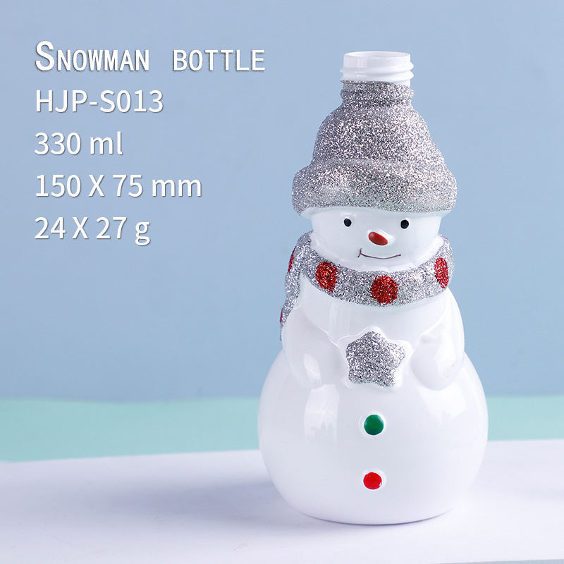 Plastic pet Christmas snowman bottle children's cartoon doll shampoo and bath lotion bottle portable shaped beverage bottle