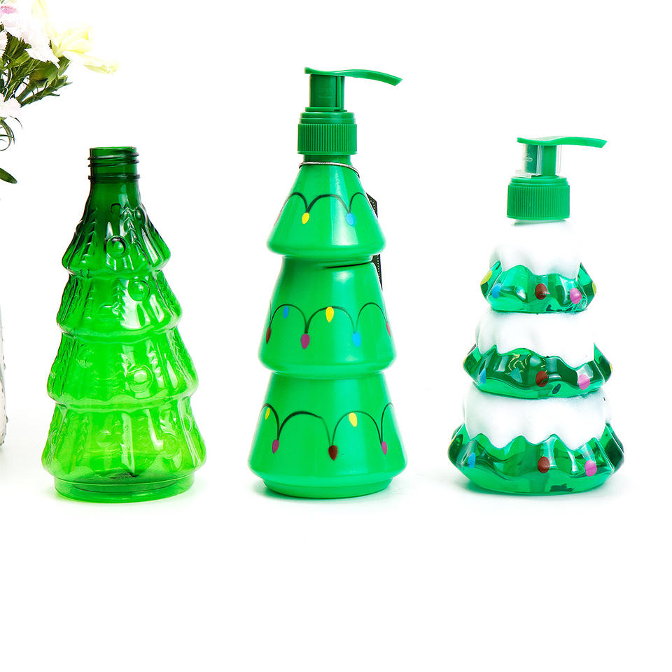 300ml green variety of styles can choose PET plastic cartoon Christmas tree shampoo bath lotion bottle