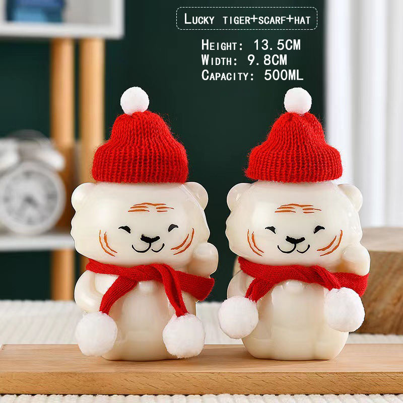 New design Wholesale Christmas Snowman Milk Tea Cup Plastic Bottle Special milk tea bottle