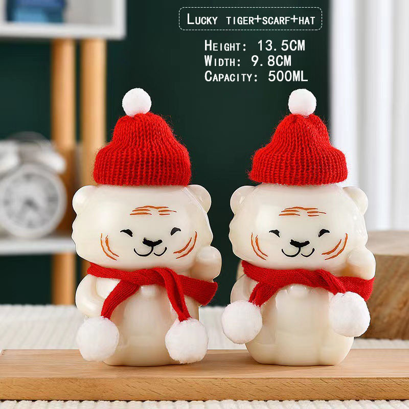 New design Wholesale Christmas Snowman Milk Tea Cup Plastic Bottle Special milk tea bottle
