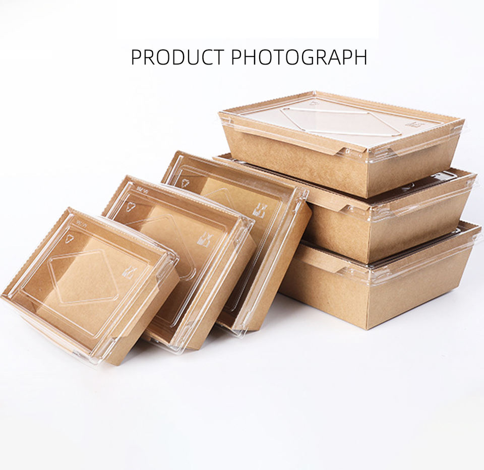 Custom Printing Take Out Craft Paper Containers Biodegradable Lunch Salad Box with Lid