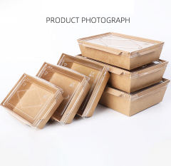 Custom Printing Take Out Craft Paper Containers Biodegradable Lunch Salad Box with Lid