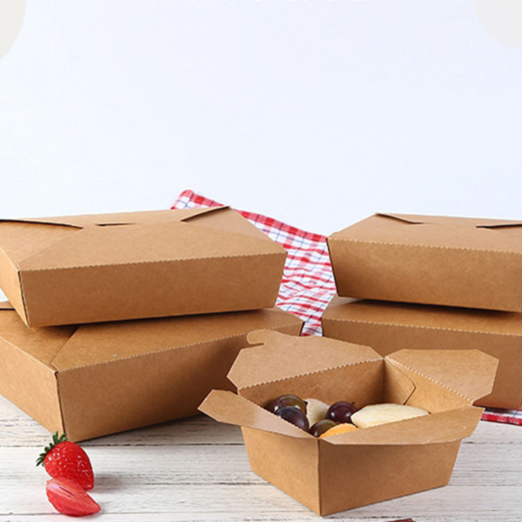 Hot kraft paper lunch box custom packaging bento fried chicken box rectangular fast food lunch takeaway packaging