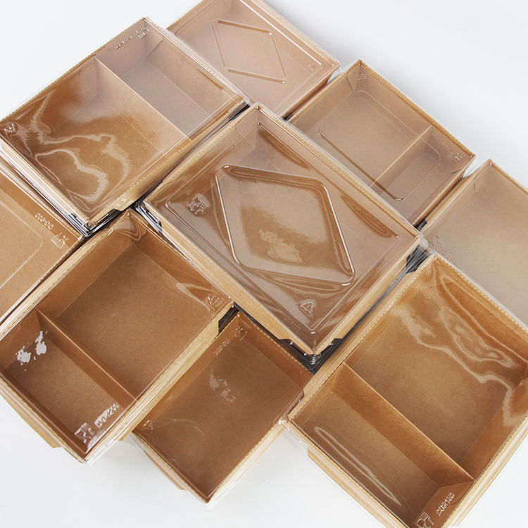 Custom Printing Take Out Craft Paper Containers Biodegradable Lunch Salad Box with Lid