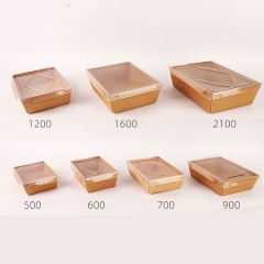 Custom Printing Take Out Craft Paper Containers Biodegradable Lunch Salad Box with Lid