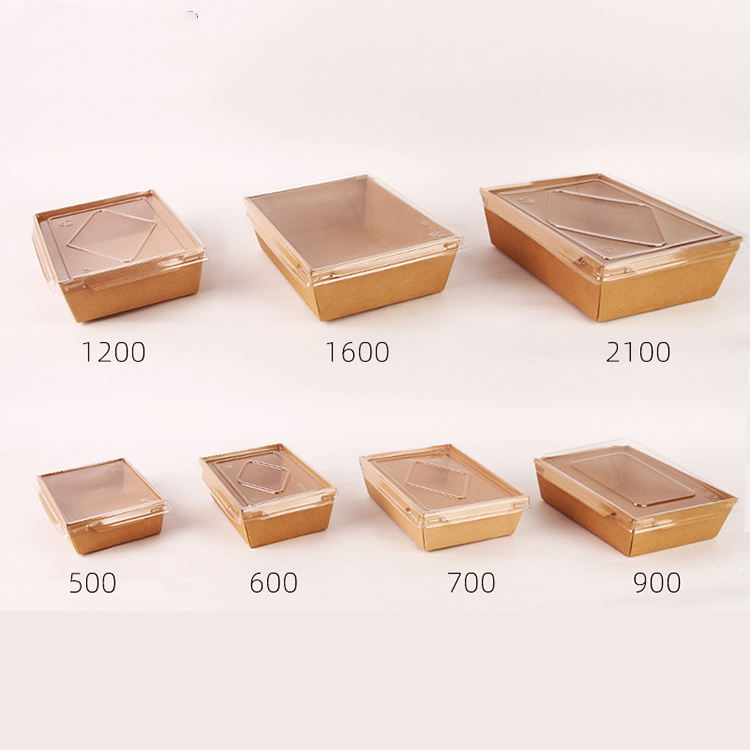 Custom Printing Take Out Craft Paper Containers Biodegradable Lunch Salad Box with Lid