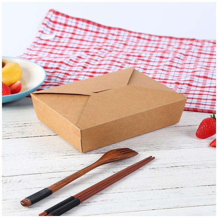 Hot kraft paper lunch box custom packaging bento fried chicken box rectangular fast food lunch takeaway packaging