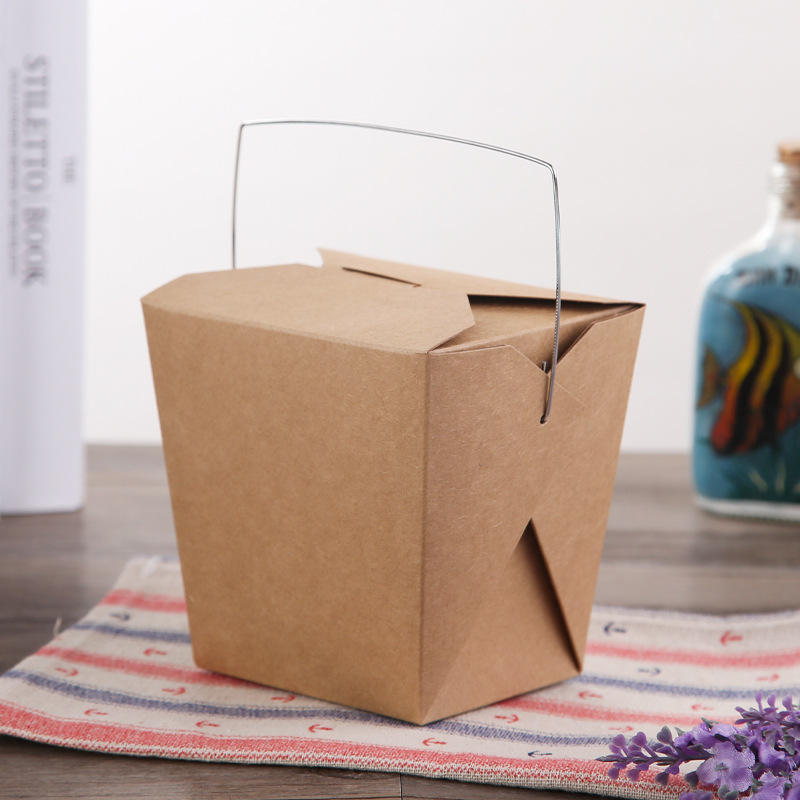 Portable packaging box cowhide food-grade paper lunch box fried rice fried chicken chips takeaway fast food packaging box
