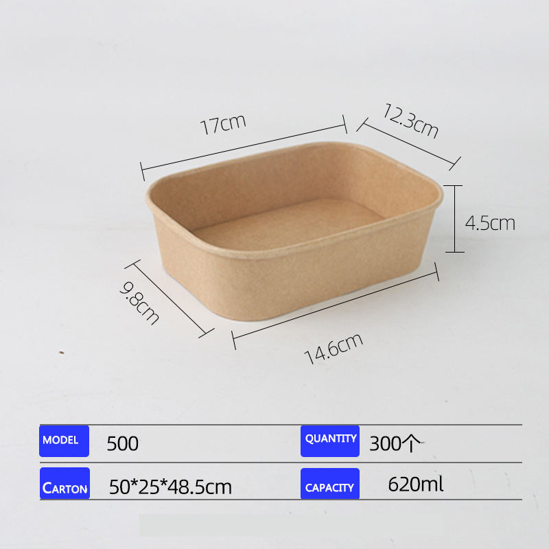 Hot kraft paper lunch box bento fried chicken box rectangular fast food bento takeaway packaging
