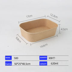 Hot kraft paper lunch box bento fried chicken box rectangular fast food bento takeaway packaging